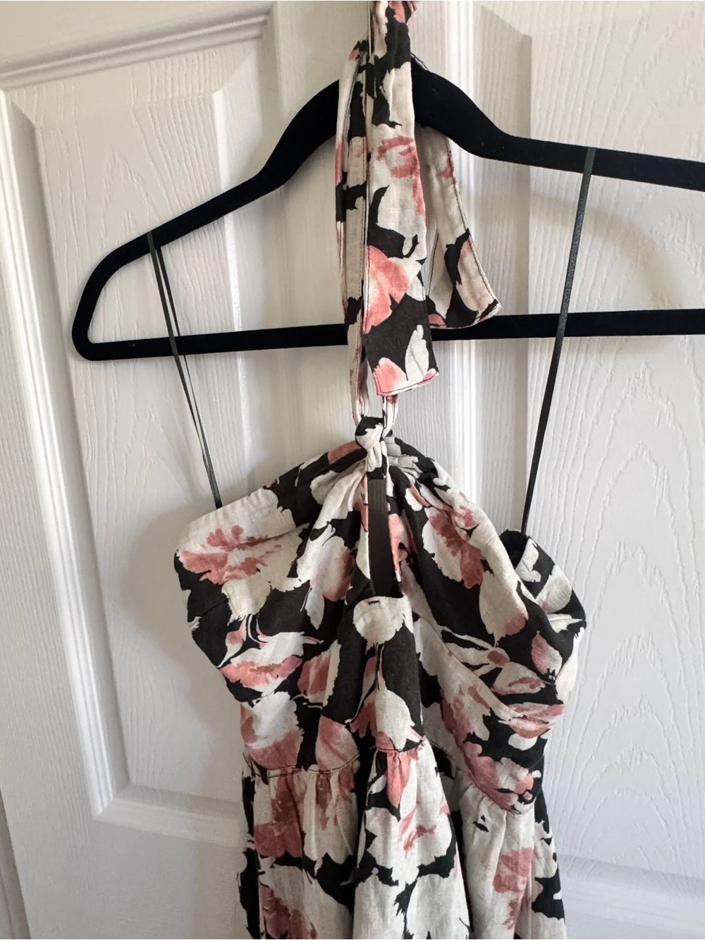 Abercrombie & Fitch Petite Pink Green Floral Halter Maxi Dress Linen NWOT XSP